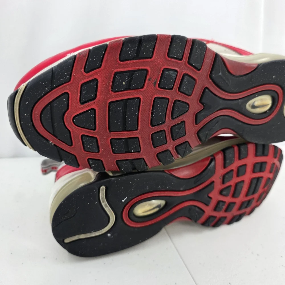 Nike Air Max '97 University Red Pure Platinum Men's‎ Size 9.5 921826-009 Read.